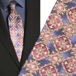 Graham & Lockwood silk necktie red blue gold